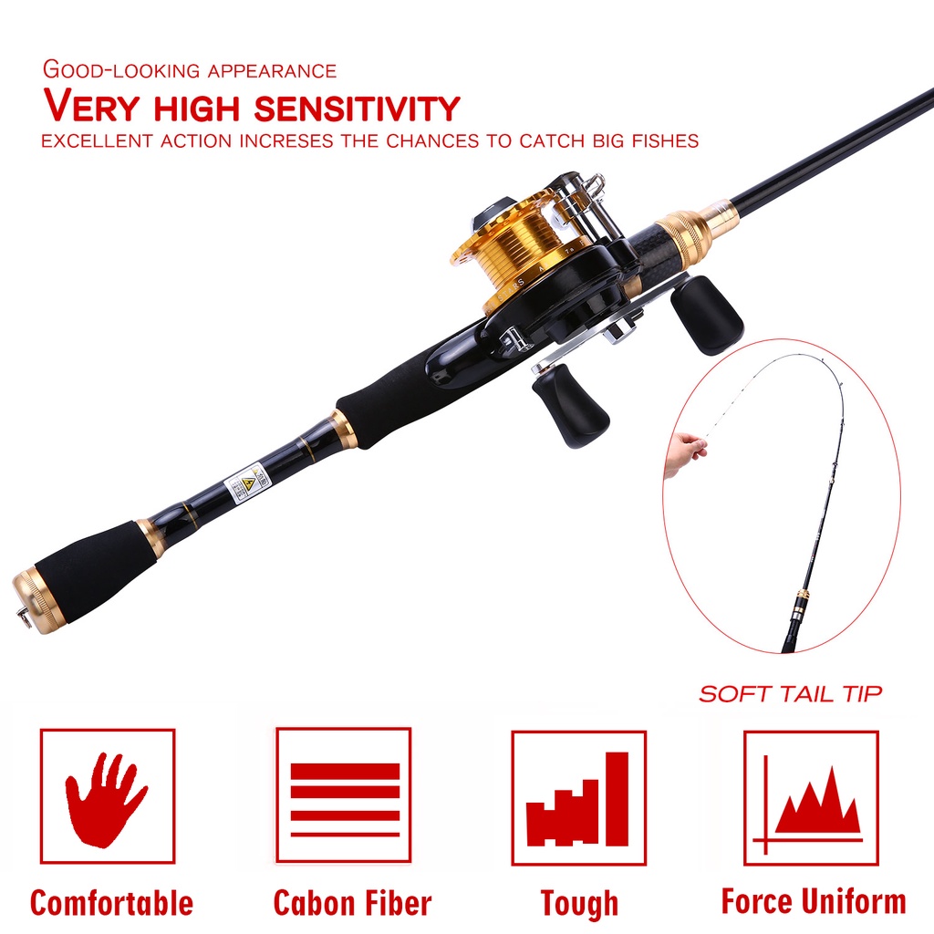 Sougayilang Joran Pancing 1.2M Fiber Karbon Spinning Fishing Rod For Air Asin Fishing Rod Udang Fishing Rod