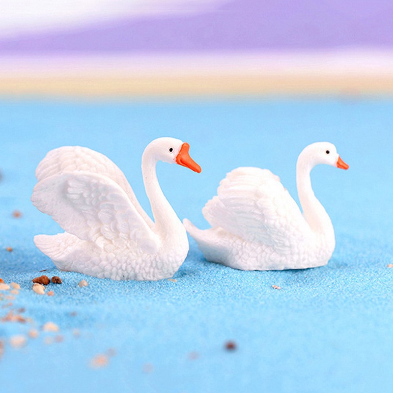 【Theredsunrisesiwy.id】Resin Swan Miniature Figurine Fairy Garden Dollhouse Decor Micro Landscape