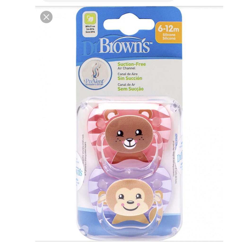 DR BROWNS Pacifier Printed Animal Girl 0-6  6-12 m Dr Brown dr brown’s