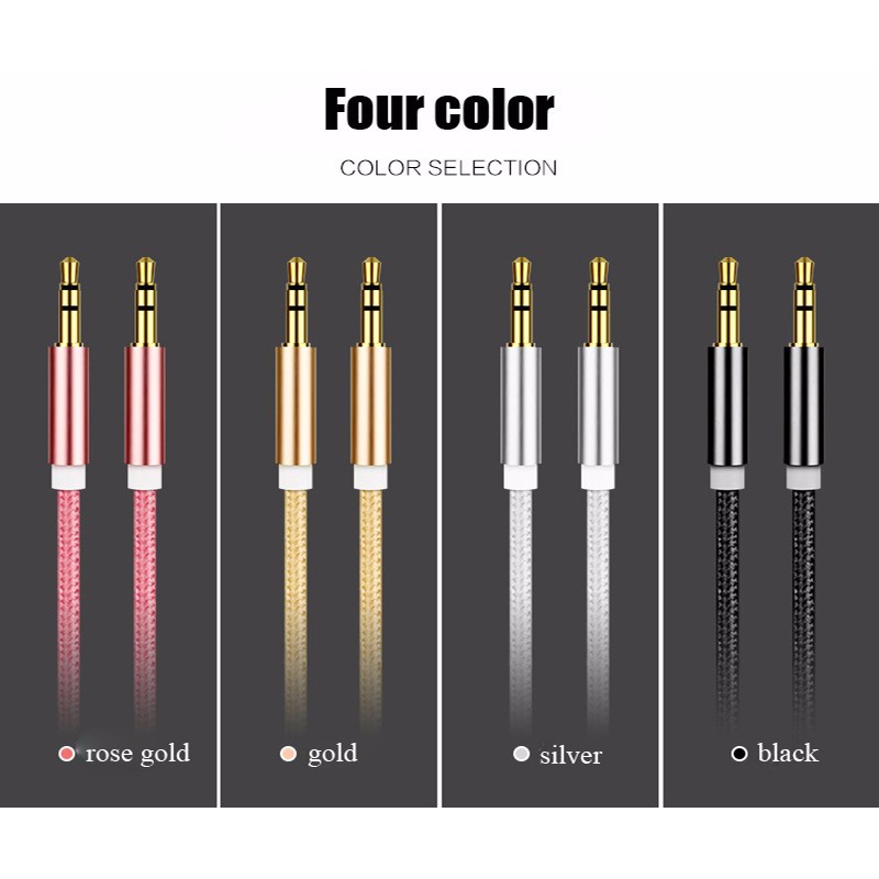 HiFi Gold Plated Kabel Audio AUX Nylon Audio Beats 3.5 mm to 3.5 mm