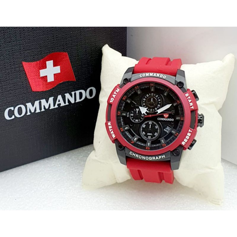 Jam Tangan pria Commando H-7004M Chrono Aktif Tali Rubber Original Best Seller