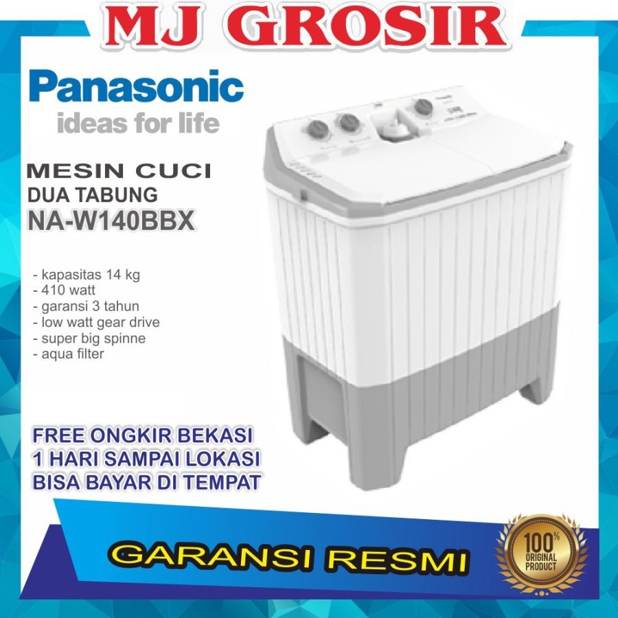 MESIN CUCI PANASONIC NAW 140 BBX 14KG 2 TABUNG 140BBX 14 KG LOW WATT