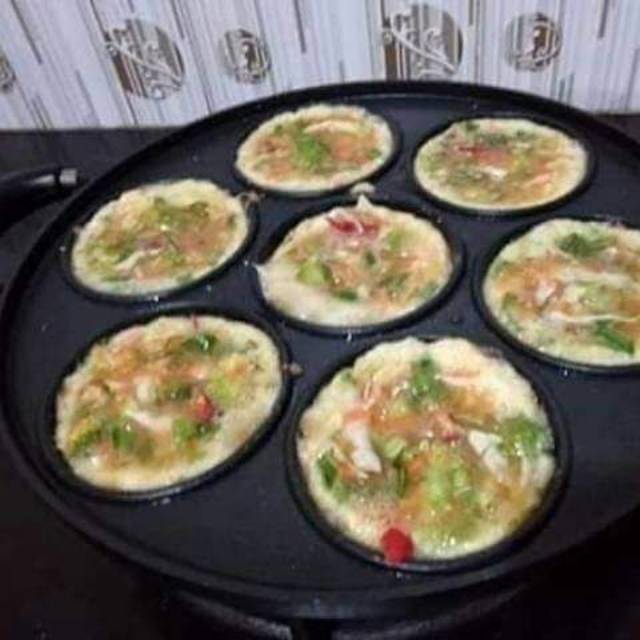 Happy Call Suggo HC Cetakan kue 7 lubang datar teflon anti lengket murah + tutup kaca