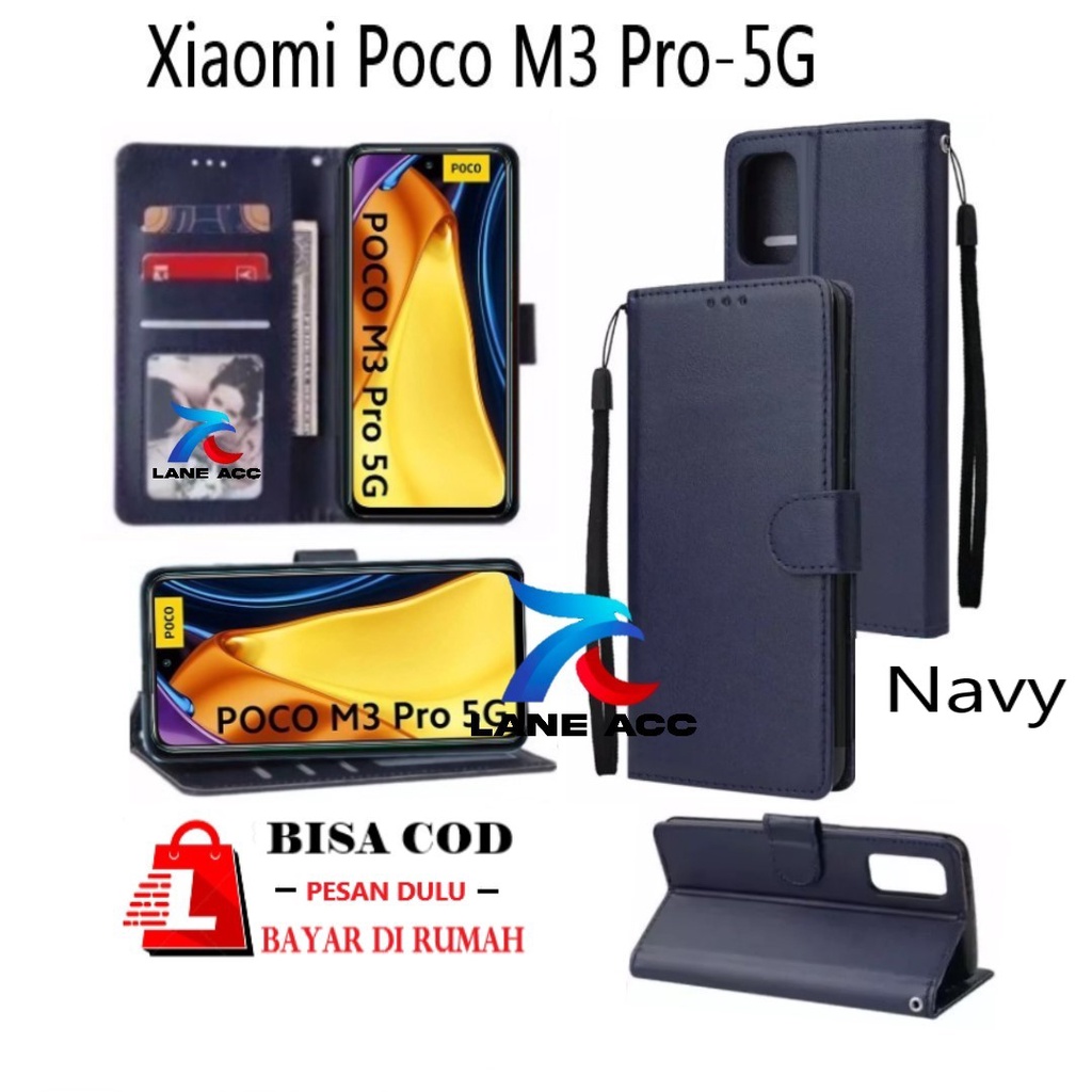 Xiaomi Poco M3 Pro (5G)  NEW  Flip Leather Case Premium -Wallet Case Kulit-Casing Dompet- Premium-Ca