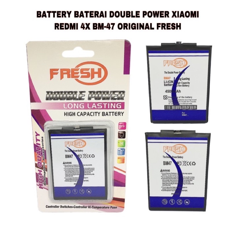 BATTERY BATERAI DOUBLE POWER XIAOMI REDMI 3 4X BM-47 ORIGINAL FRESH