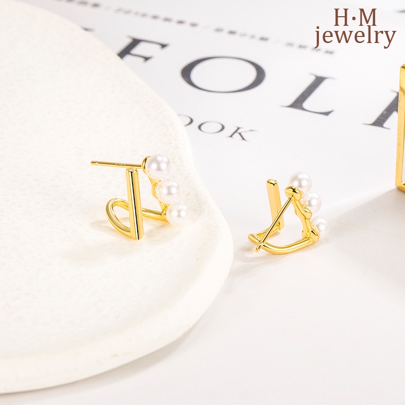 Anting Tusuk Gantung Desain Geometri Hias Mutiara Gaya Simple Compact Untuk Wanita 2022