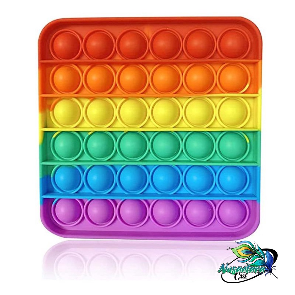 pop it fidget push bubble toys gelembung 3d rainbow pelangi karakter mainan anak NC7433-PERSEGI
