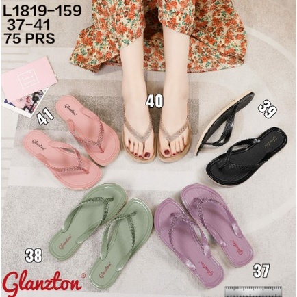 Sandal Jepit Wanita Flat Gliter Jelly Glanzton L1819-159