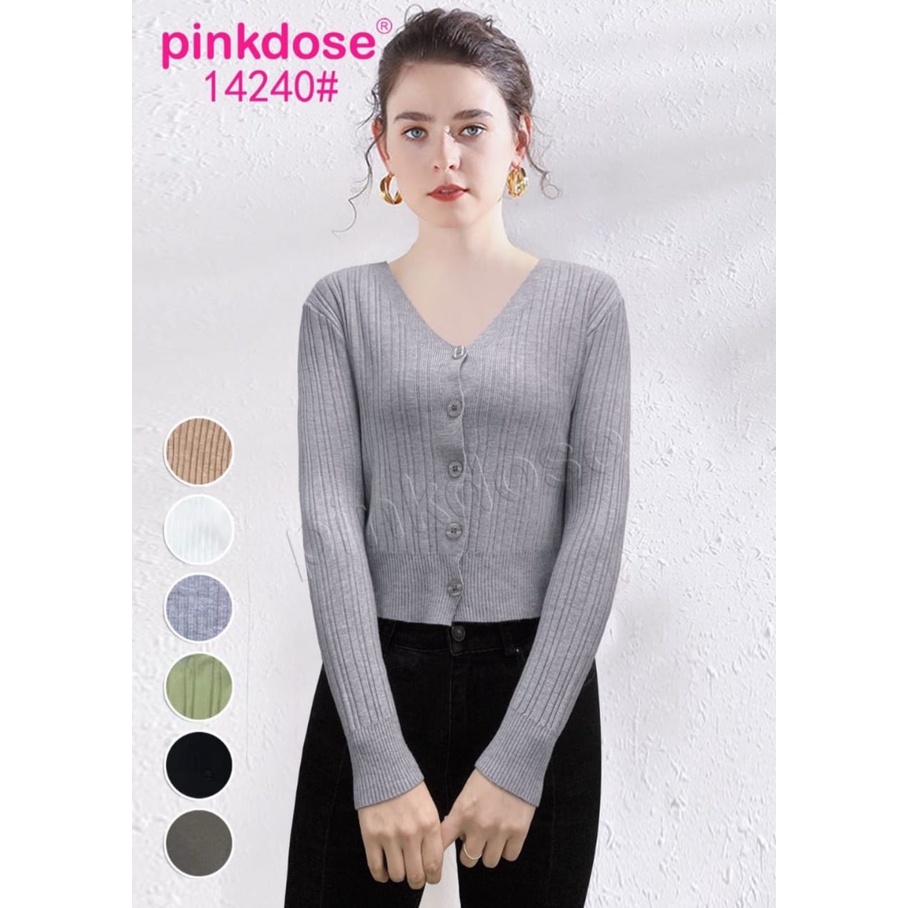 CROP TOP CARDIGAN RAJUT IMPORT PINKDOSE 14240