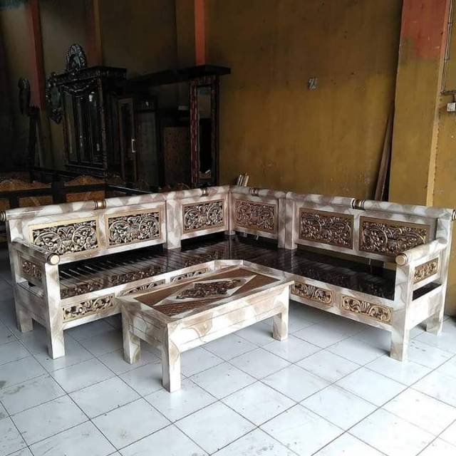 KURSI SUDUT TERBARU MEWAH JATI JEPARA