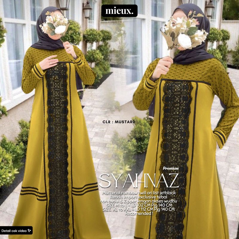 syahnaz gamis dres abaya turkey motif original mieux