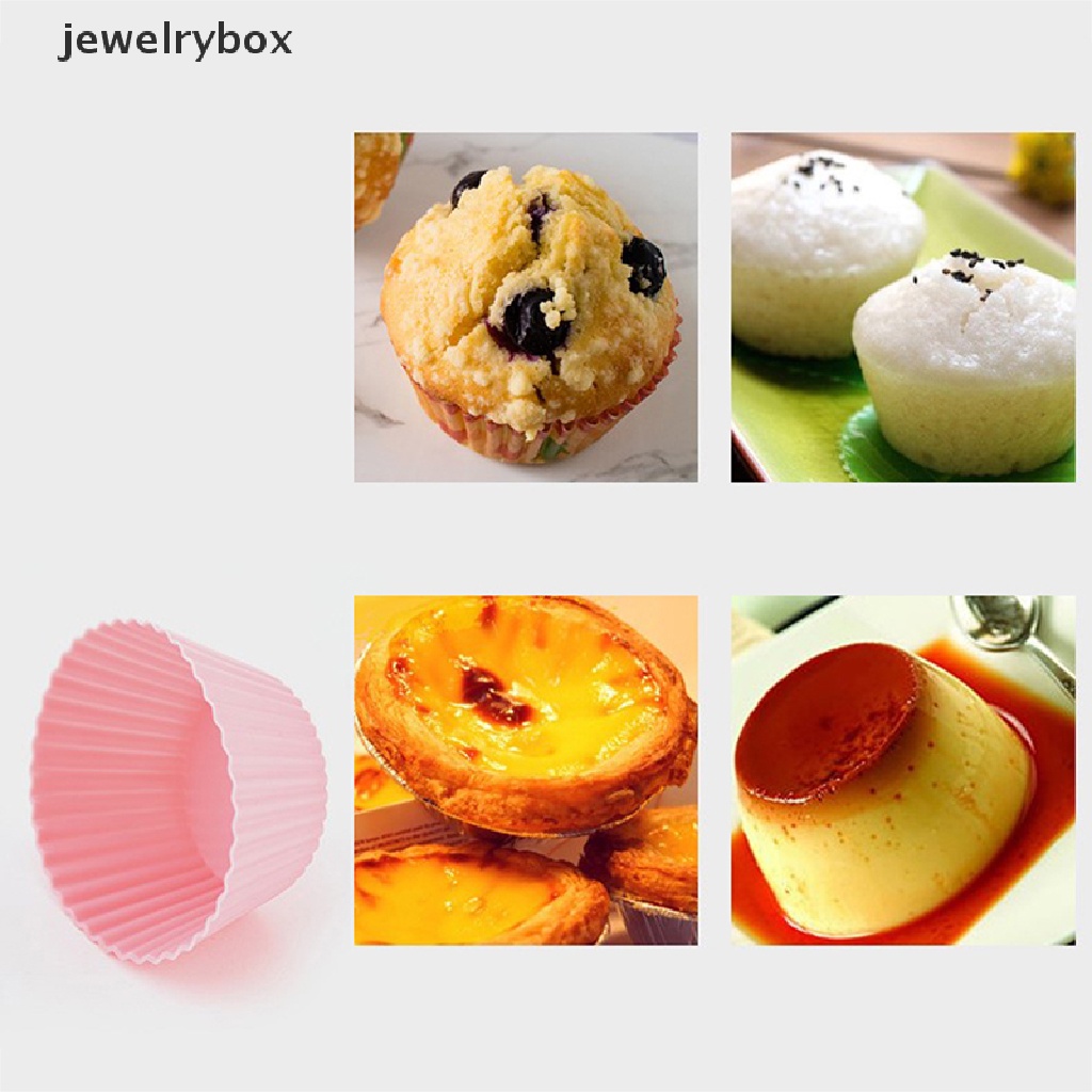 7pcs / lot Cetakan Kue Muffin / Cupcake Bentuk Bulat Bahan Silikon Untuk Perlengkapan Dapur