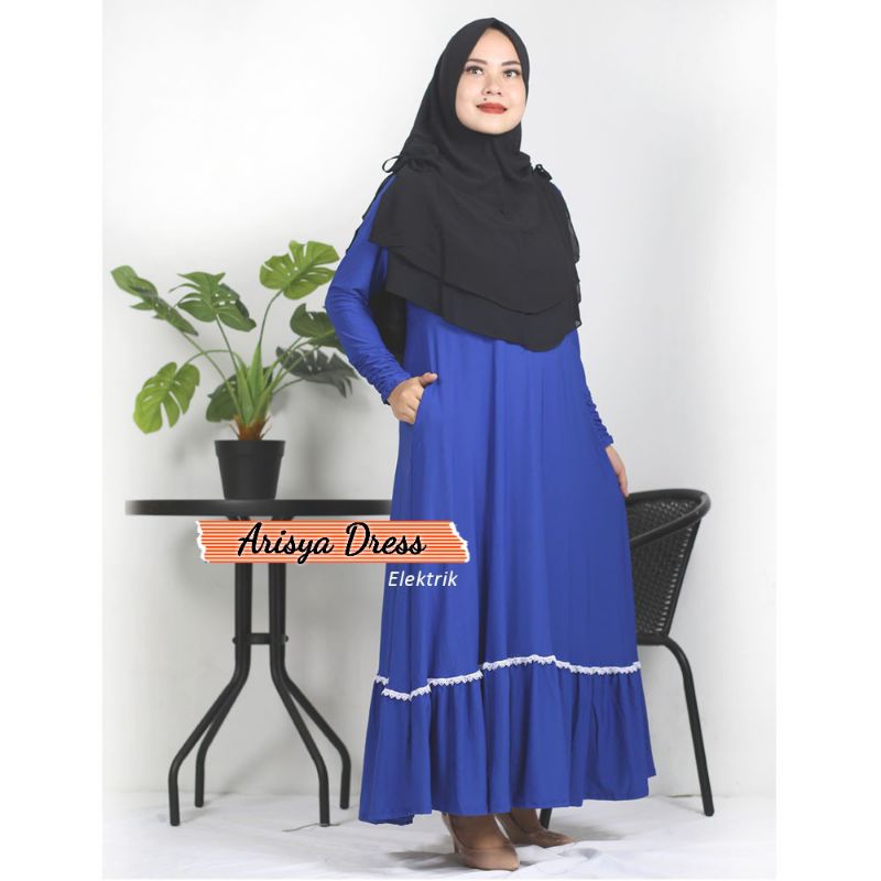 Baju Gamis Jersey Dress Rimpel Rempel Plisket Lipit Renda Busui Polos Ada Saku Untuk Kondangan Pesta