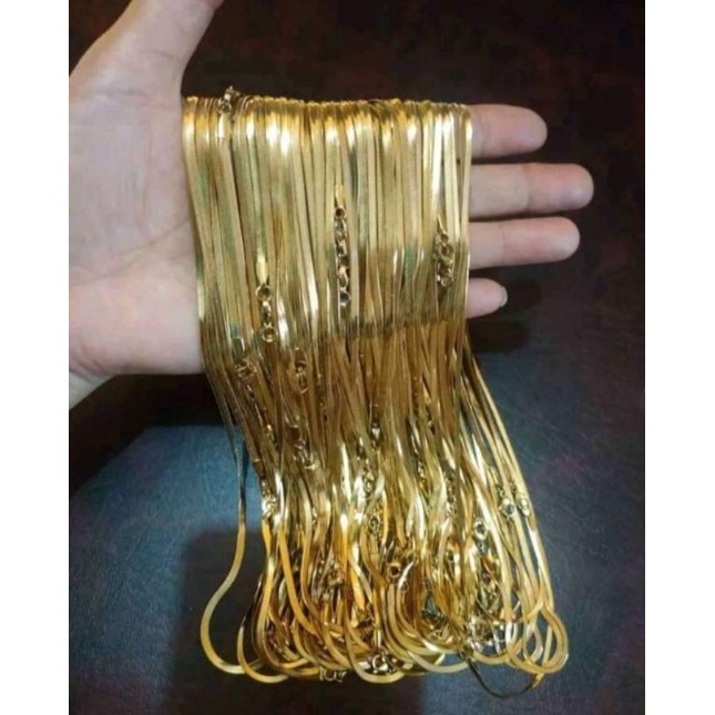 kalung titanium original gepeng pria & wanita,anti karat,anti luntur,anti alergi