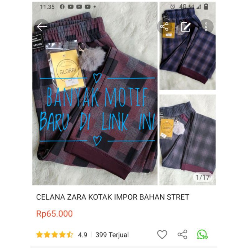 CELANA IMPORT TERBARU KOTAK DAN SALUR BAHAN STRET