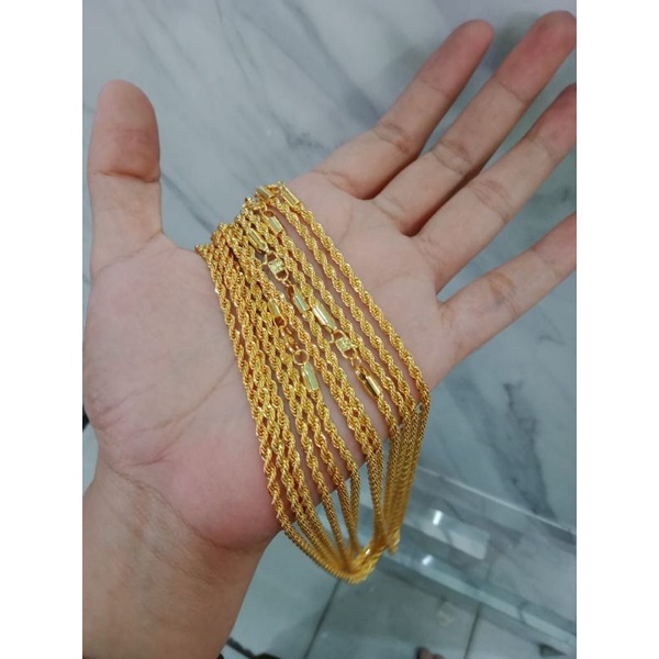 kalung tambang anak dan dewasa lapis emas 24k