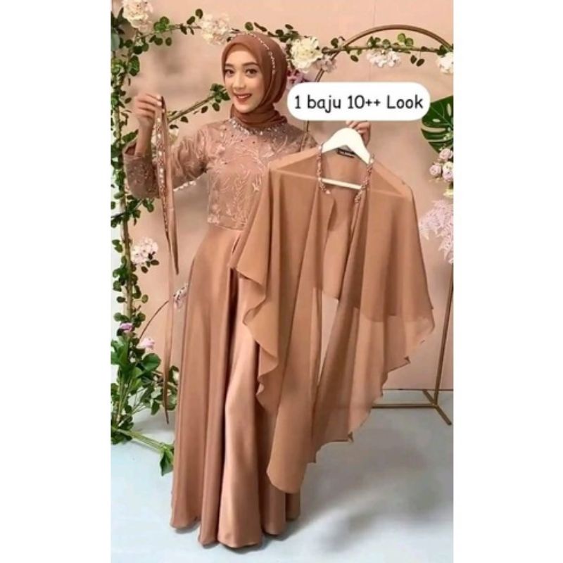 BAJU KONDANGAN WANITA 2024 BAJU PESTA GAMIS 10-LOOK gaun silk full payet ( READY JUMBO ) GAMIS LEBAR