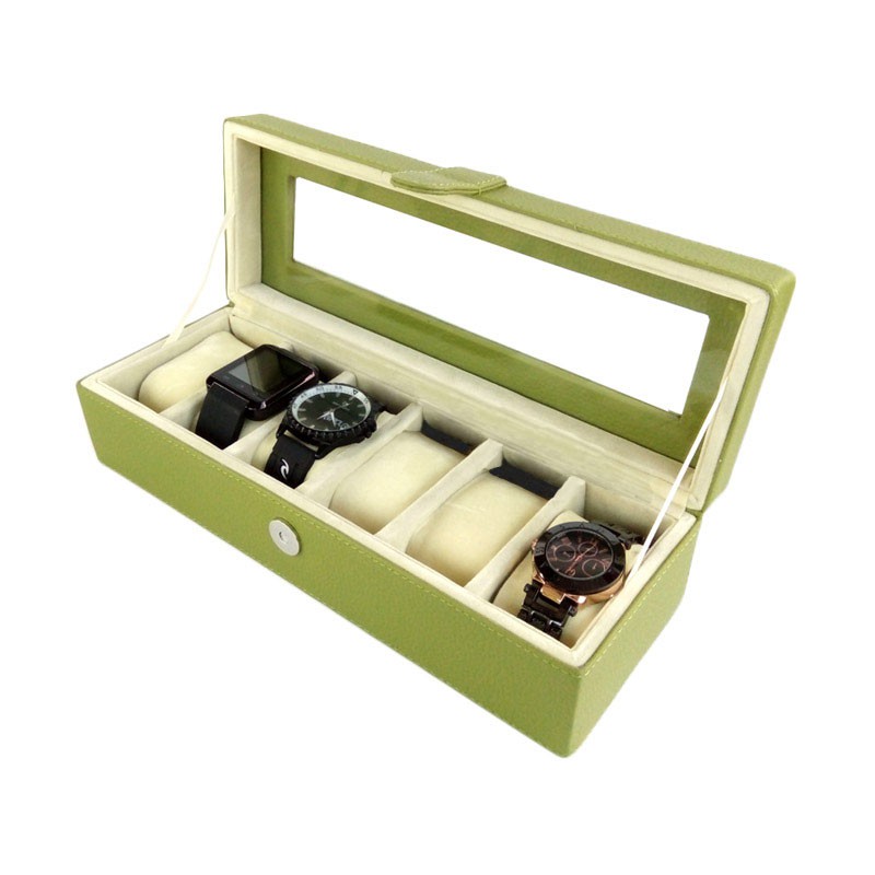 Kotak Jam / Box Jam / Tempat Penyimpanan Jam / Watch Box Oraganizer isi 6 Biru Polos