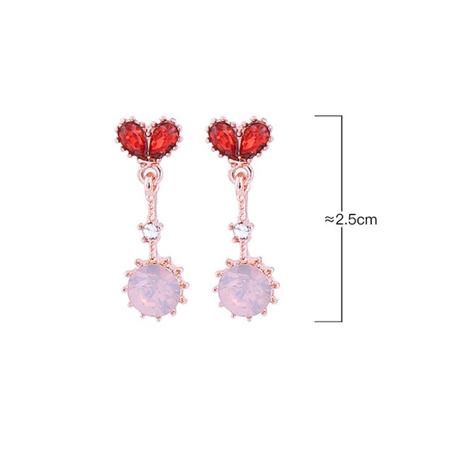 LRC Anting Tusuk Fashion Heart Shaped Earring Geometric Circle Gemstone S925 Sterling Silver Earring