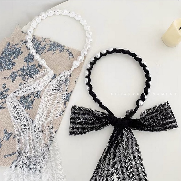 Bando Korea Wanita Dewasa Aksen Mutiara Pita Kain Melilit Kepang Aksesoris Bandana lucu fashion korea AK217