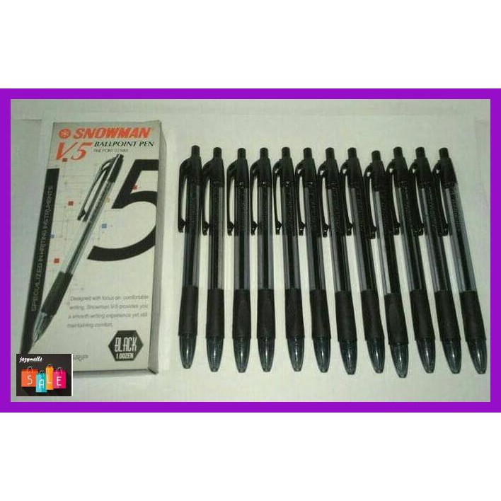 

Silutala- Pulpen Snowman V5 0.7 Hitam 12 Pcs -Ori.