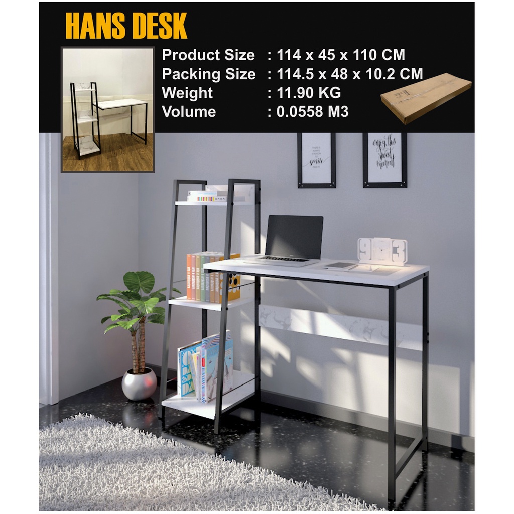 MEJA BELAJAR KAKI BESI / MEJA KERJA / RAK SERBAGUNA - HANS