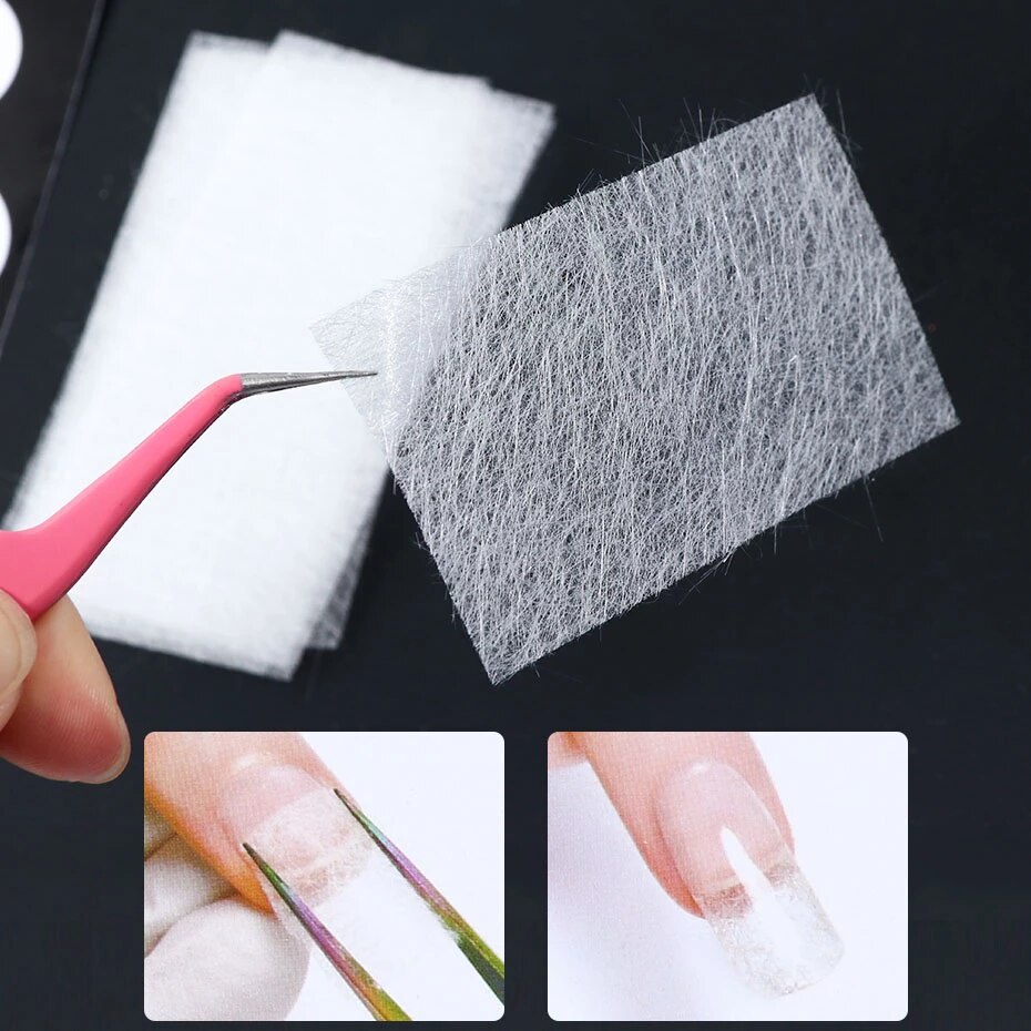 10PCS Nail FIBER Extention Extention Nail/ / Silk Fiber Non Woven atau Fiber Nail Gel Cetakan Extentions Kuku