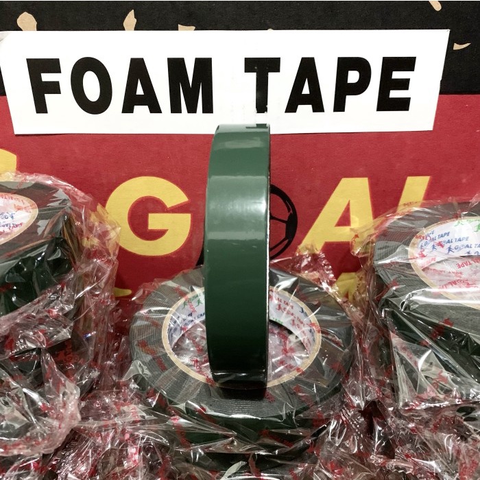 

perekat-pengikat- double tape foam hijau, daya rekat kuat uk 1 "x 5 meter -pengikat-perekat.