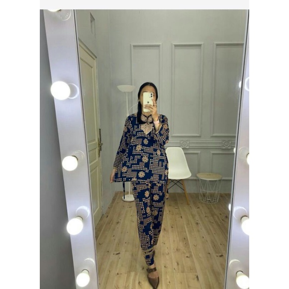 grosir setelan renda lengan panjang terbaru termurah/cplp batik renda arab/one set batik/piyama rend