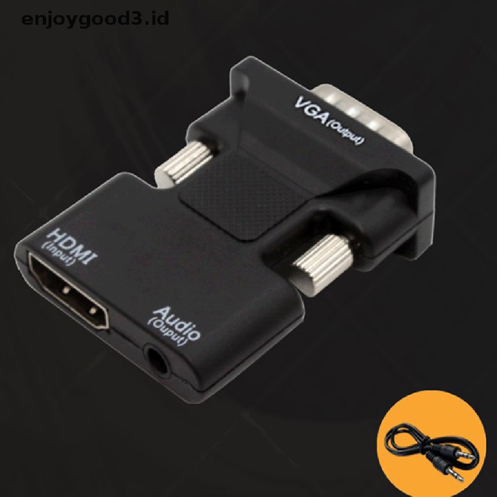 Konverter Hdmi Female Ke Vga Male Dengan Adapter Audio Support Sinyal 1080p