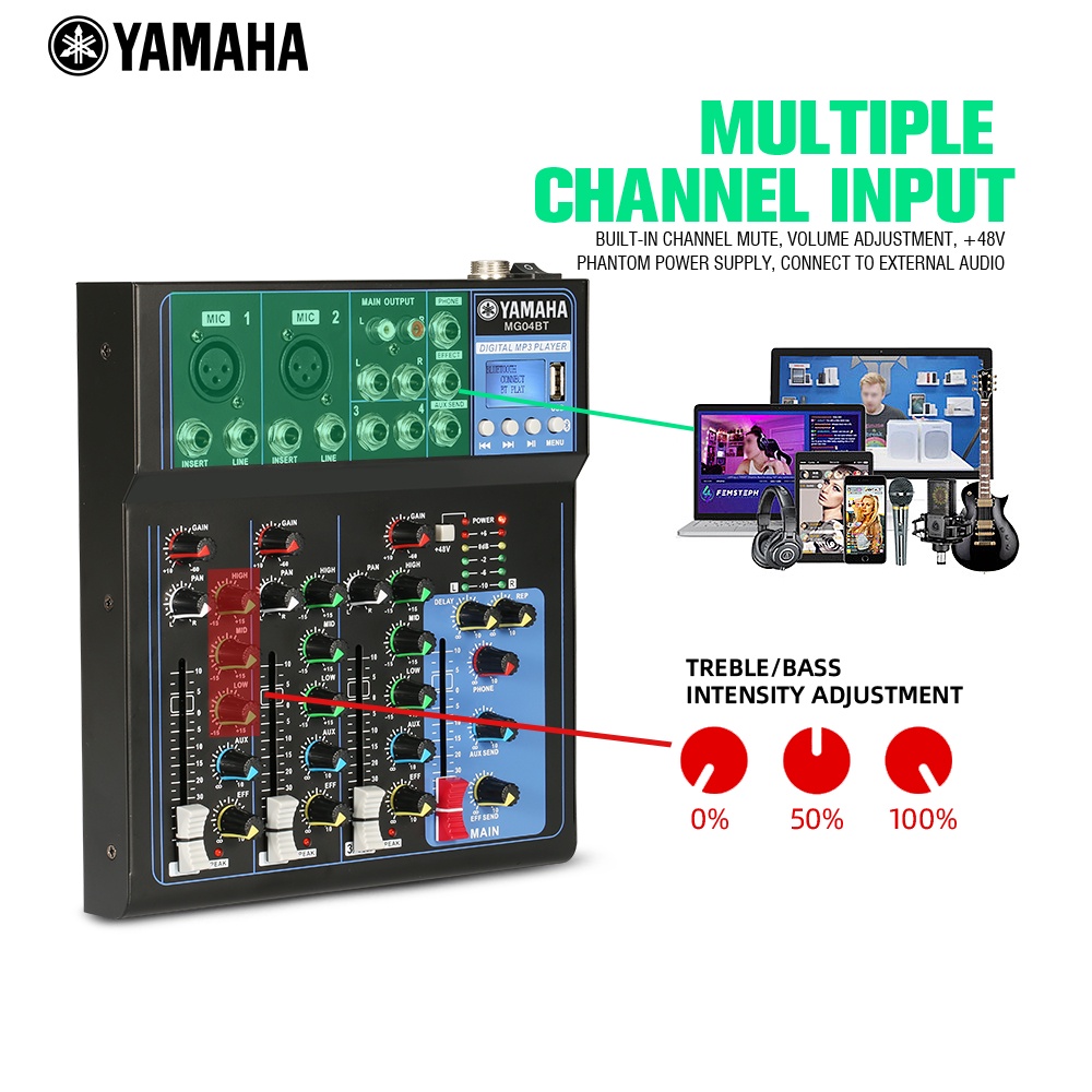 Mixer  MG04BT 4-channel DJ MIXER mendukung peralatan audio pemutaran Bluetooth/MP3/USB