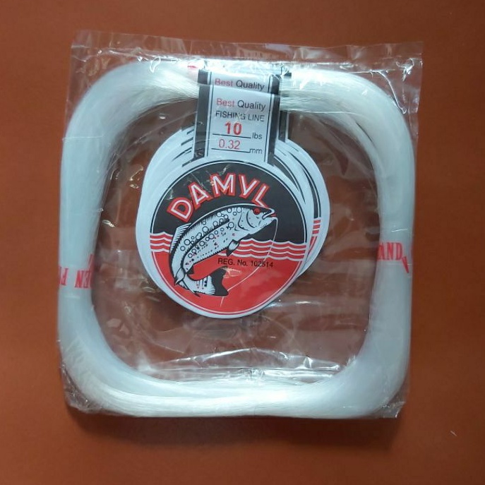 Senar pancing Damyl putih no 10 lbs, diameter 0.32 mm