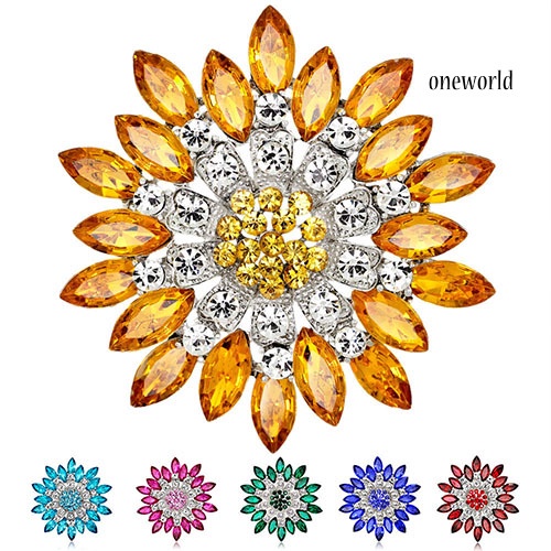 OW@ Women Fashion Flower Brooch Crystal Rhinestone Jewelry for Wedding Party Gift