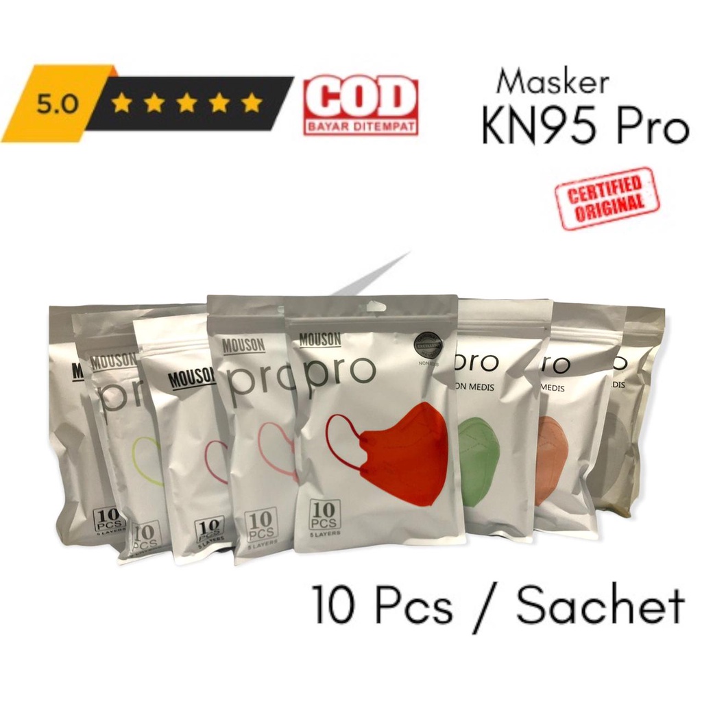 MOUSON Masker Dewasa KN95 PRO / 5D 5PLY Fashion Face Premium Mirip POKANA Disposable Mask Sachet Isi
