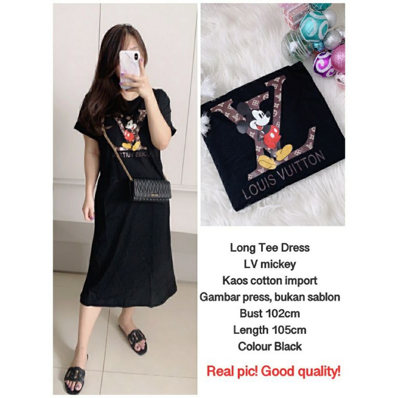 ELONAFASHION /Long tee dress Lv mickey import/TUNIK DRESS HARIAN WANITA/PREMIUM IMPORT QUALITY/