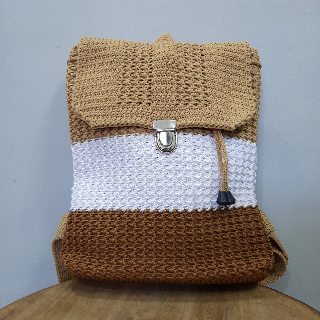 Tas Ransel Rajut Blaster - SenjabyAtsa-Krem Moka