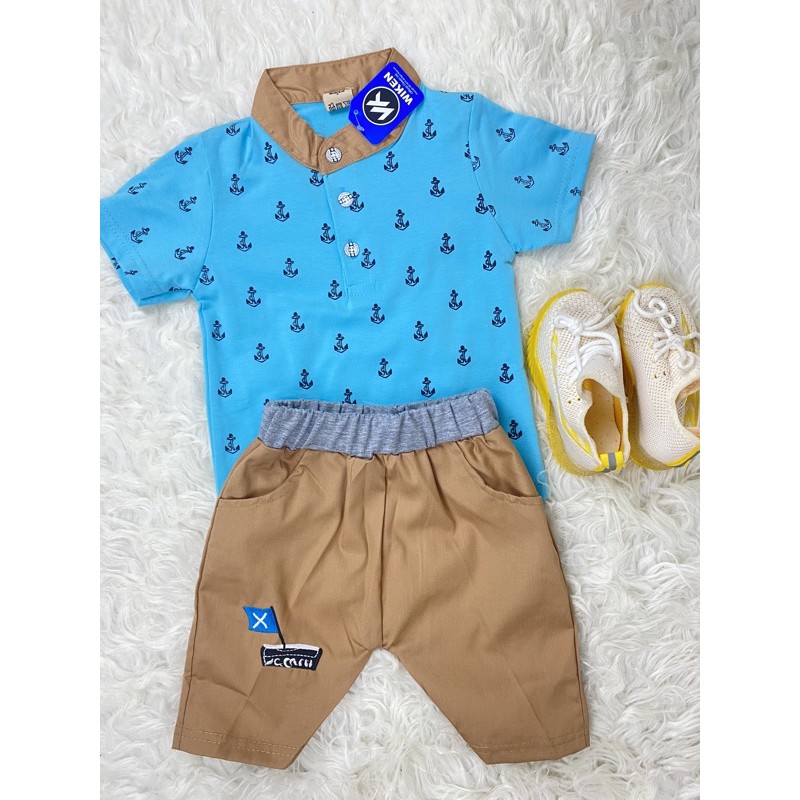 STELAN ANAK MOTIF JANGKAR 1-4 TAHUN-Biru