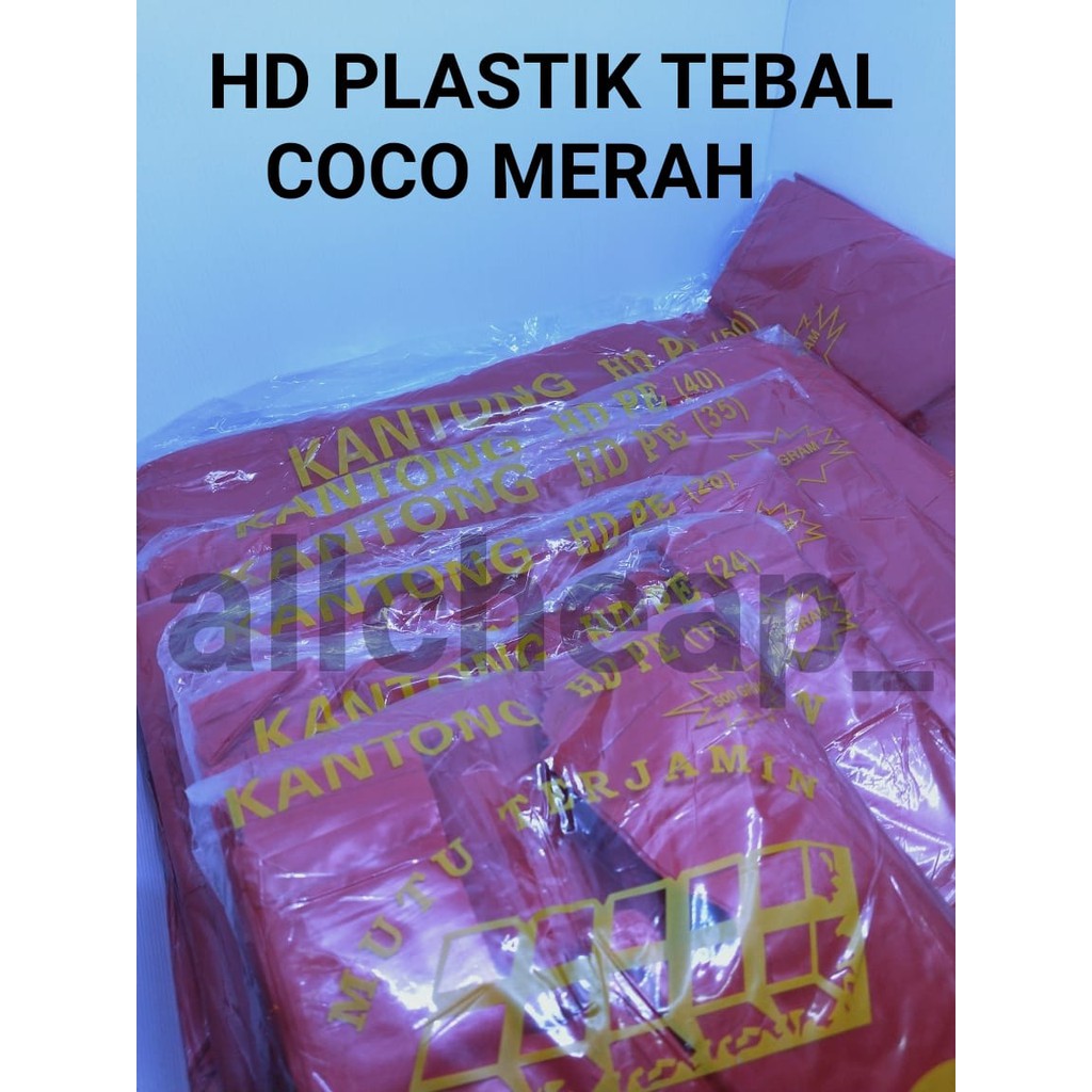 500gr Kantong kresek HD Plastik MERAH TEBAL COCO 17 24 28 35 40 1/2KG