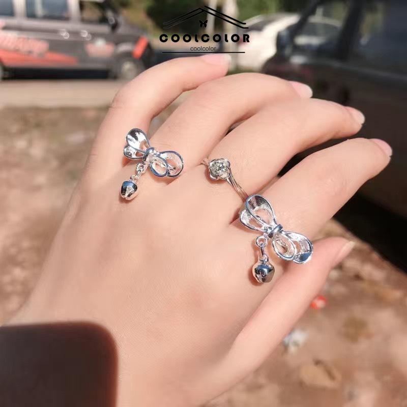 Murah❤️Cincin Perak lonceng  Busur Bell kupu-kupu Yang Dapat Disesuaikan Wanita Perhiasan Ring Aksesoris Ready Stock