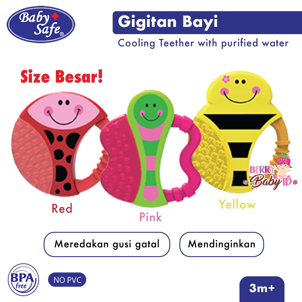 Baby Safe Easy Grip Cooling Teether Purified Water TT002 Gigitan Bayi Karakter Hewan Lucu BBS062 Berry Mart