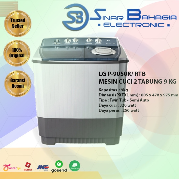 LG	P-9050R	MESIN CUCI 2 TABUNG 9 KG (NEW) ( KHUSUS BANDUNG)