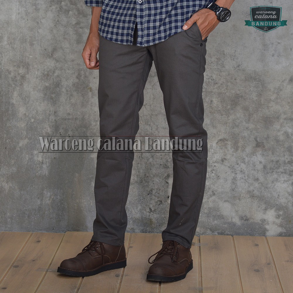  CELANA  PREMIUM SLIMFIT CHINO  DARKGREY Shopee Indonesia