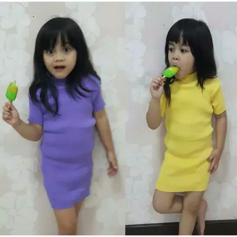 Dress Polos Lengan Pendek 2 3 4 Tahun Baju Rajut Anak Perempuan Dress Perempuan Masa Kini