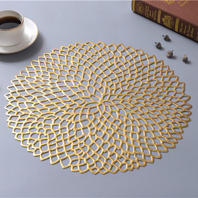 Pvc Placemat Bronzing Flower Hollow Pad Tatakan Gelas Insulasi Panas Non Slip Alas Meja Makan Home Table Decor