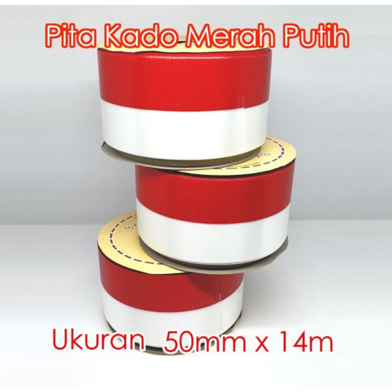 

Pita Kado Merah Putih 50 mm X 14m Ribbon bendera gift flag indonesia