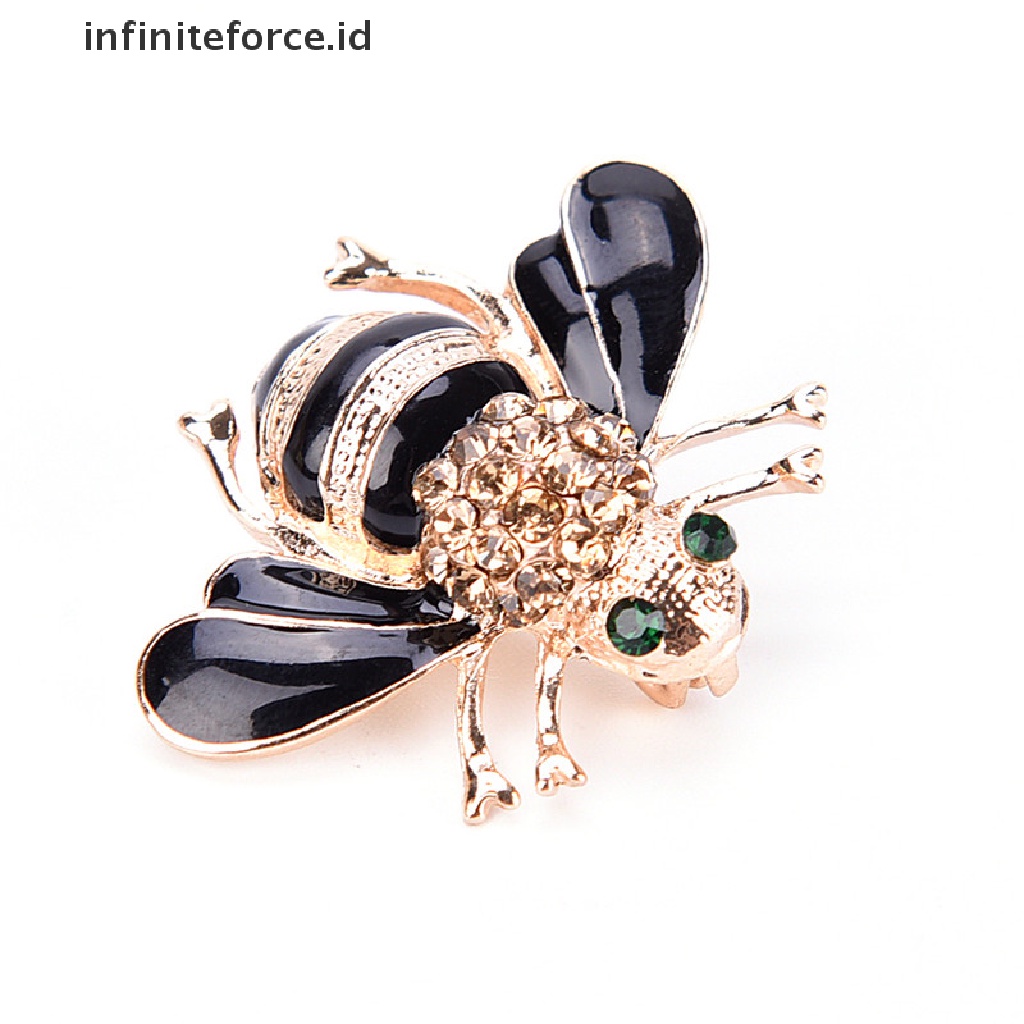 Bros Pin Bentuk Lebah Lapis Emas Aksen Kristal Berlian Imitasi Untuk Wanita