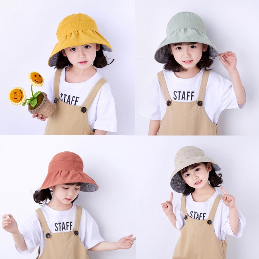 TOPI ANAK VISOR LIPAT ANTI MATAHARI UV PANTAI BUCKET KEREN LUCU PANTAI SUMMER ANAK KECIL - HTD-6
