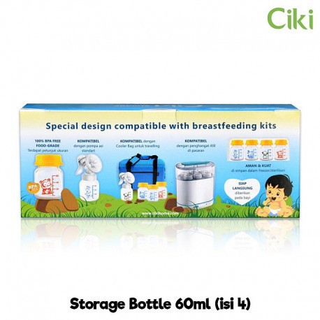 Botol ASI Kaca Ciki Ulir Kuning 60ml Isi 4 120ml Isi 3 Ulir Putih 100ml isi 6 Breastmilk Bottle