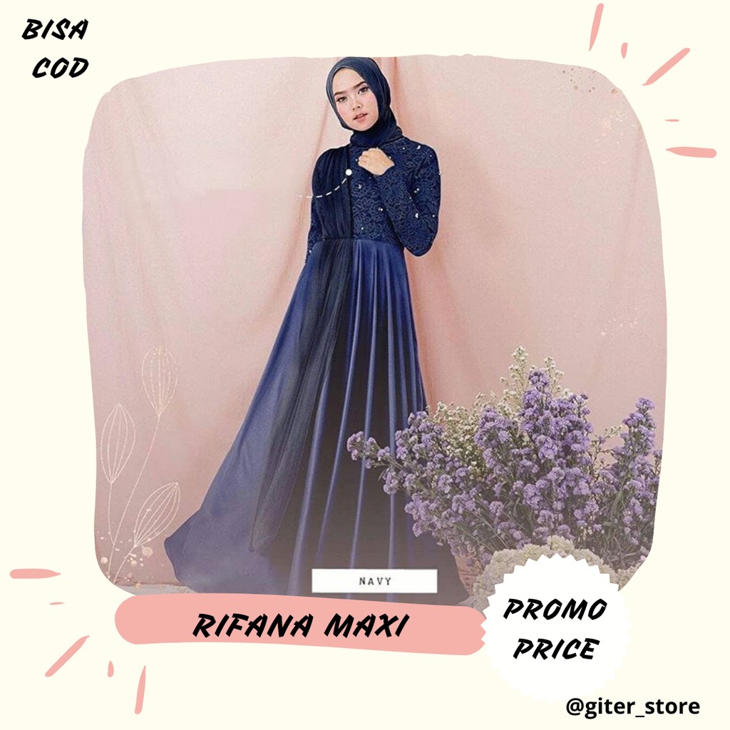 Rifana maxi / giterstore / Dress Brukat Hijab / Baju Kondangan / Kebaya Wisuda / FREE MASKER / COD