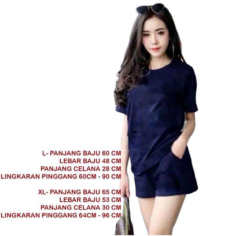 BAJU SETELAN CELANA PENDEK WANITA POLOS/SETELAN CELANA PENDEK SANTAI WANITA